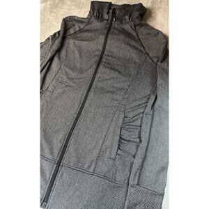 Mondetta Hooded Jacket Ruched Pockets‎ Thumbhole Black Herringbone Size Medium